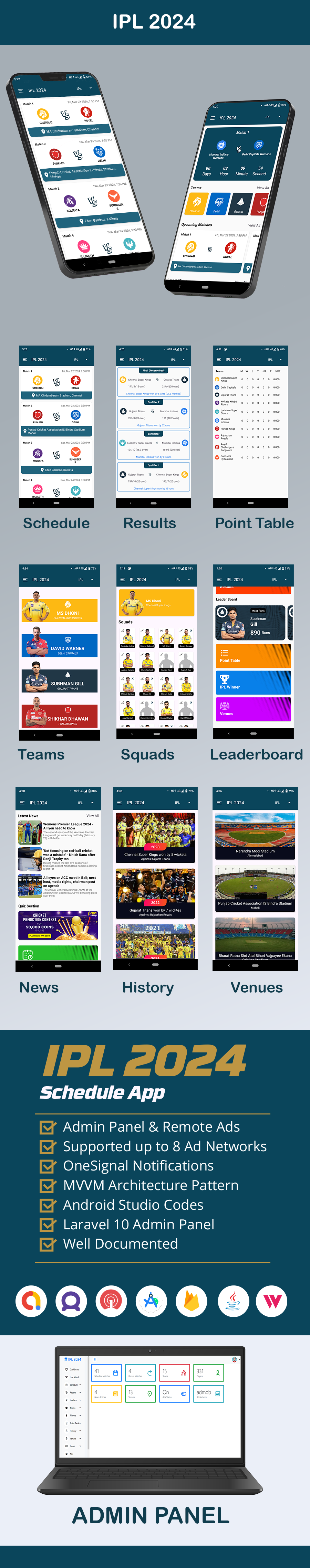 IPL 2024 Schedule - Android App with Admin Panel - 1