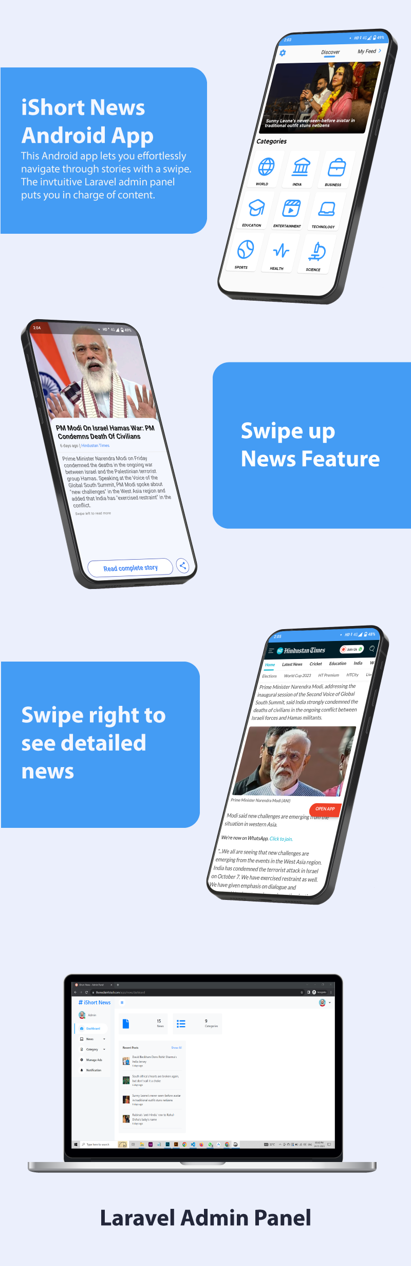 iShort News : Android News App with Admin Panel - 1