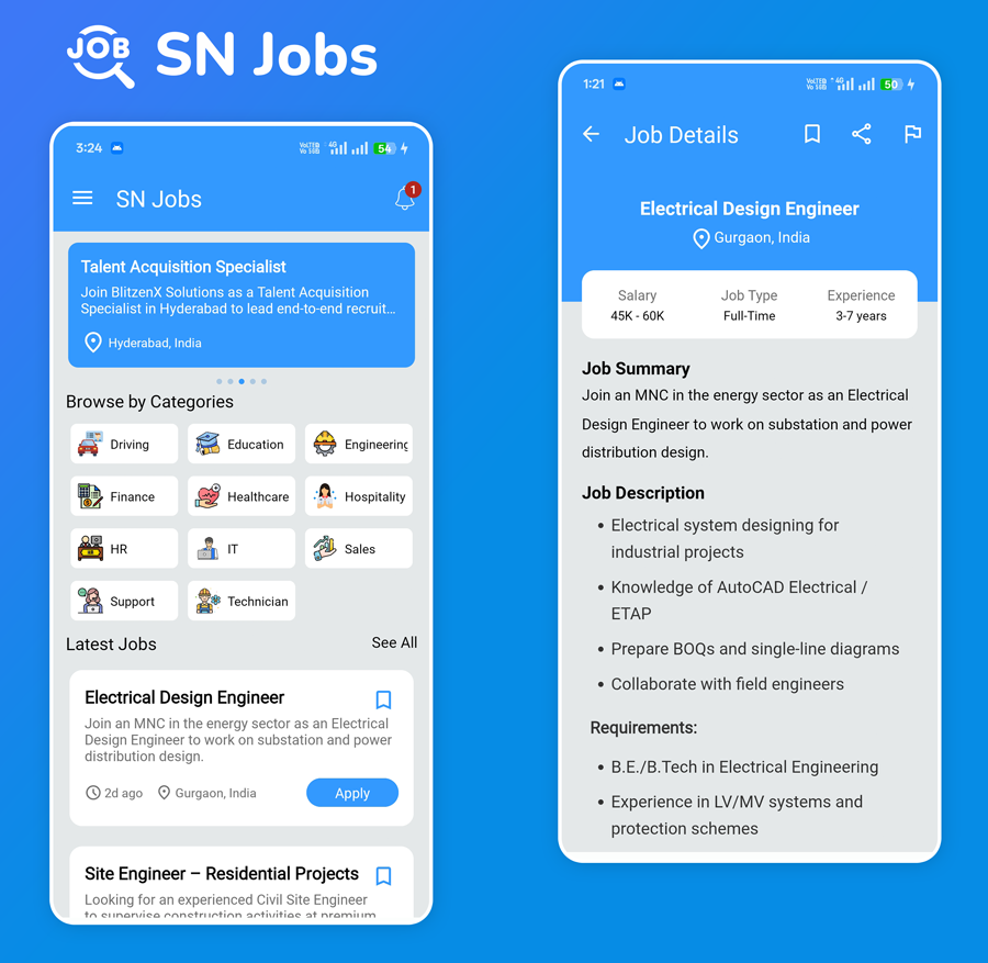 SN Jobs - Android Jobs App with Admin Panel - 1